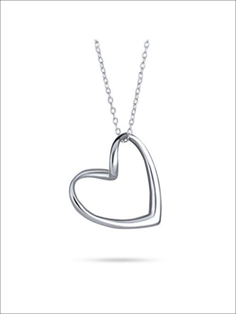 Sterling Silver Floating Open Heart Pendant Necklace Dainty 16in